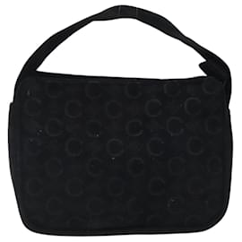Céline-CELINE C Macadam Canvas Hand Bag Suede Black Gold Auth sw301-Black,Golden