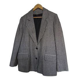 Autre Marque Houndstooth Wool Blazer Black and White Multiple colors