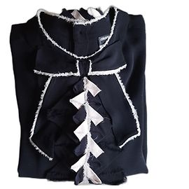 Camicetta Chanel in seta nera e rosa Taglia 42 Nero Rosa
