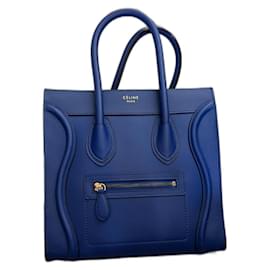 Céline Micro Luggage Handbag Blue Leather Blue