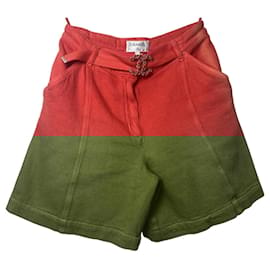Chanel-Chanel 2019 Coral Red Cotton CC Buckle Shorts FR 36-Red,Coral
