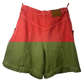 Chanel-Chanel 2019 Coral Red Cotton CC Buckle Shorts FR 36-Red,Coral