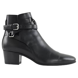 Saint Laurent Botas de cuero negras Negro