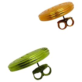 Fendi-Fendi Vintage Gold Plated Round Logo Earrings-Golden