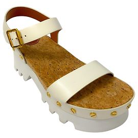Chloé Chloe Ivory Leather Platform Ankle Strap Sandals Cream