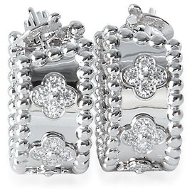 Orecchini a cerchio Perlee Quadrifogli in oro bianco e diamanti Van Cleef & Arpels Altro