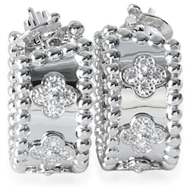 Van Cleef & Arpels-Van Cleef & Arpels White Gold Diamond Perlee Clovers Hoop Earrings-Other