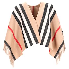 Burberry-Cape équestre à rayures moyennes Burberry en laine multicolore-Multicolore