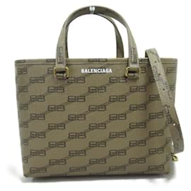 Balenciaga-Sac à bandoulière 2 en 1 en toile enduite PVC Balenciaga Signature 702699210DH2762-Marron