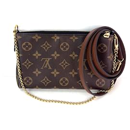 Louis Vuitton-LOUIS VUITTON Pallas Monogram Clutch Noir Shoulder Crossbody Bag-Brown