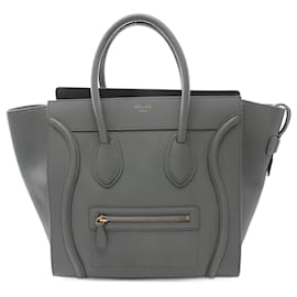 Céline-Celine Luggage Mini Shopper Leather Handbag-Grey