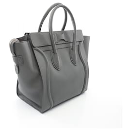 Céline-Celine Luggage Mini Shopper Leather Handbag-Grey