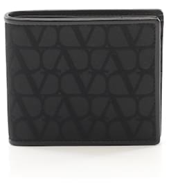 Valentino Garavani-Valentino Leather Toile Iconograph Bifold Wallet-Black