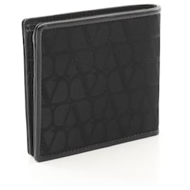 Valentino Garavani-Valentino Leather Toile Iconograph Bifold Wallet-Black