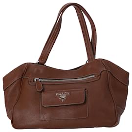 Prada-Prada Vitello Daino Small Tote in Brown Leather-Brown