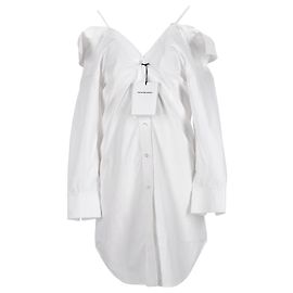 Vestido mini camisa com ombros de fora Alexander Wang.T em algodão branco Branco Cru