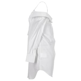 Alexander Wang-Alexander Wang.T Cold-Shoulder Mini Shirt Dress in White Cotton-White,Cream