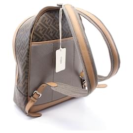 Fendi-Fendi CHIODO DIAGONAL Zucca Backpack PVC Coated Canvas Leather-Brown
