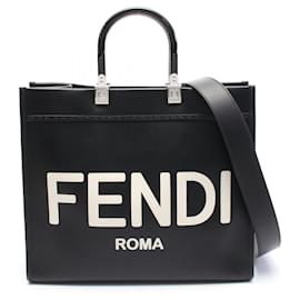 Fendi-Fendi Sunshine Medium Leather Tote Bag-Black