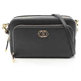 Dior-Dior Caro Double Pouch Leather Shoulder Bag-Black