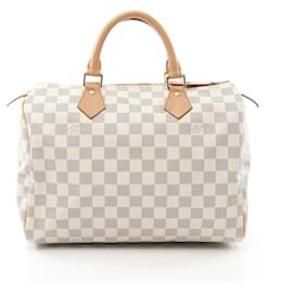 Louis Vuitton-Louis Vuitton Speedy 30 Handbag PVC Canvas Leather-White