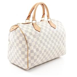 Louis Vuitton-Louis Vuitton Speedy 30 Handbag PVC Canvas Leather-White