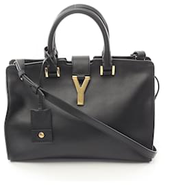 Yves Saint Laurent-Saint Laurent Leather Y Line Handbag Black-Black