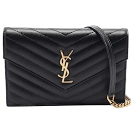Yves Saint Laurent-Saint Laurent Cassandra Leather Shoulder Bag-Black