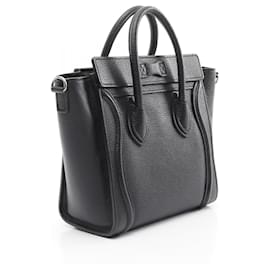 Céline-Celine Luggage Nano Shopper Leather Handbag-Black