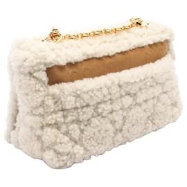 Dior-Dior CARO Sheepskin Shearling Shoulder Bag-Brown