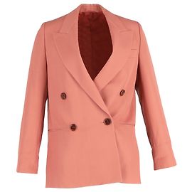 Acne Studios Double-Breasted Blazer in Coral Wool Orange Coral