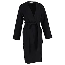 Céline-Celine Belted Coat in Black Cashmere-Black