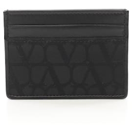 Valentino Garavani-Valentino Canvas Leather Toile Iconograph Card Case-Black