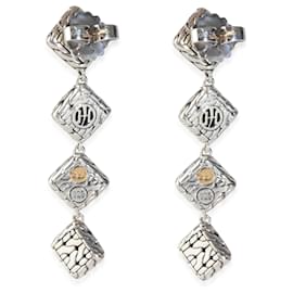 Autre Marque-John Hardy Yellow Gold & Sterling Silver Palu Drop Earrings-Silvery,Metallic