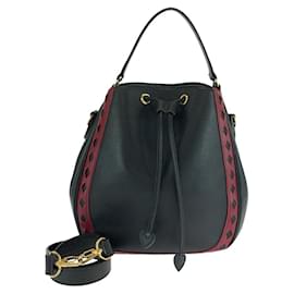 Yves Saint Laurent-Yves Saint Laurent Leather Diamond Cut 2way Bag-Black
