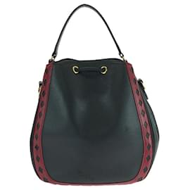 Yves Saint Laurent-Yves Saint Laurent Leather Diamond Cut 2way Bag-Black