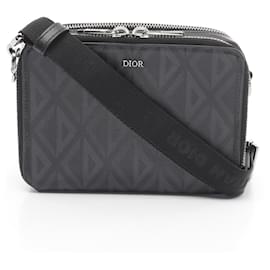 Dior-Dior Messenger Bag CD Diamond PVC Canvas Leather-Black
