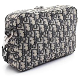 Dior-Dior Oblique Canvas Leather Shoulder Bag-Blue
