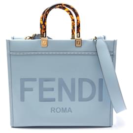 Fendi-Fendi Sunshine Medium Leather Tote Bag-Blue