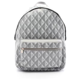 Dior-Dior Rider CD Diamond Backpack PVC Coated Canvas Leather-Grey