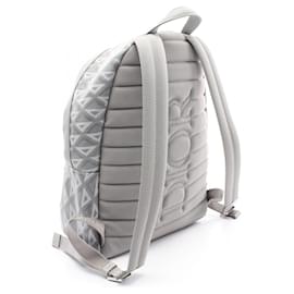 Dior-Dior Rider CD Diamond Backpack PVC Coated Canvas Leather-Grey