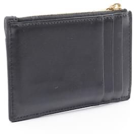 Céline-Celine Leather Zip Card Holder Trionf Card Case-Black