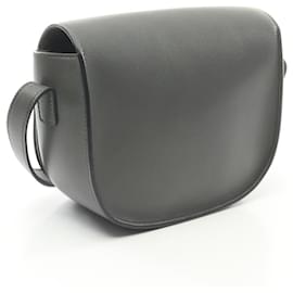 Céline-Celine Leather Folco Triomphe Shoulder Bag-Grey