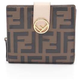 Fendi-Fendi Leather Zucca Bifold Wallet-Brown