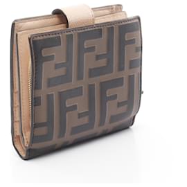 Fendi-Fendi Leather Zucca Bifold Wallet-Brown
