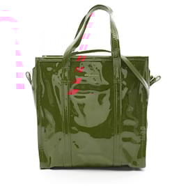 Balenciaga-Sac tote Bazar Shopper S en cuir verni Balenciaga-Rouge