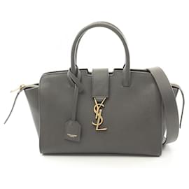 Yves Saint Laurent-Yves Saint Laurent Leather Baby Downtown Handbag-Grey