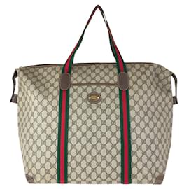 Gucci-Gucci GG Supreme Canvas Sheline Line 2way tote bag Boston bag 012 39 621-Brown,Beige