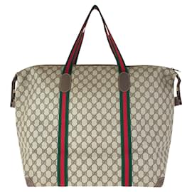 Gucci-Gucci GG Supreme Canvas Sheline Line 2way tote bag Boston bag 012 39 621-Brown,Beige