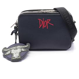 Christian Dior-Dior Leather DIOR × SHAWN STUSSY Shoulder Bag-Blue